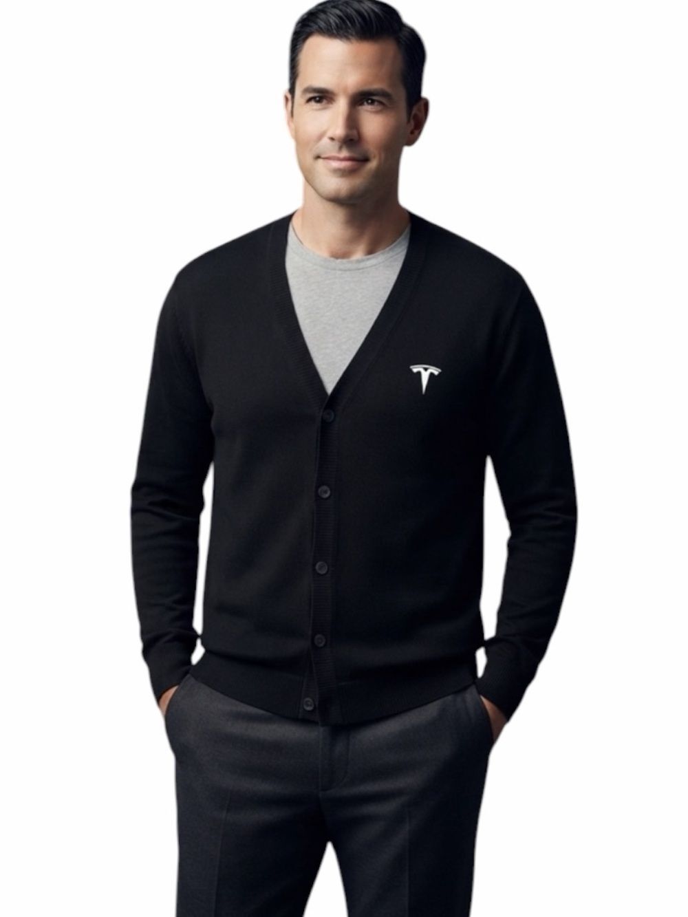 Tesla Men's Knit Sweater Rich Black Color Size 3XL